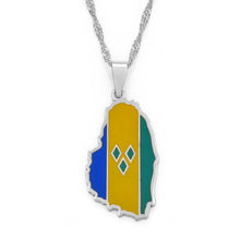 Load image into Gallery viewer, St. Vincent Map Flag Pendant Necklace