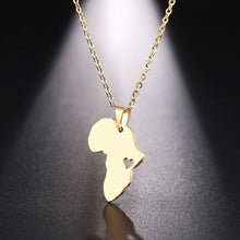 Load image into Gallery viewer, African Continent Map with Heart Symbol Necklace