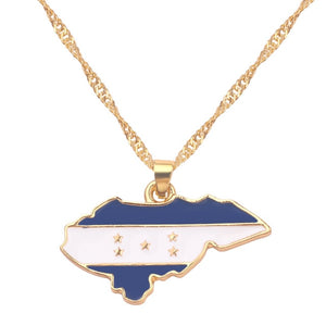 African Nations Map Flag Pendant Necklaces