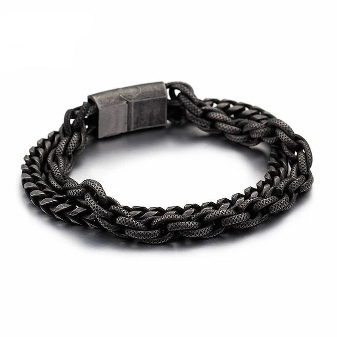 Matt Double Layer Stainless Steel Link Chain Bracelet