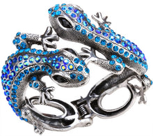 Load image into Gallery viewer, Gecko Rhinestone Plated Bangle Bracelet