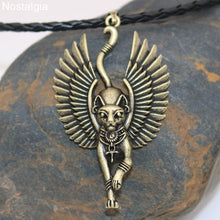 Load image into Gallery viewer, Winged Egyptian Cat Pendant Necklace
