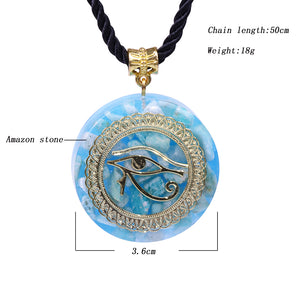 Energy Stone Eye of Horus Pendant Necklace