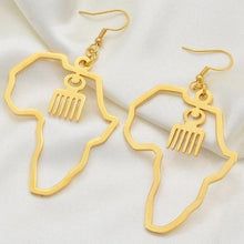 Load image into Gallery viewer, African Continent Map and Assorted Gye Nyame Adinkra Symbol Earrings