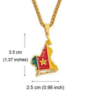 Cameroon Map Flag Pendant Necklace