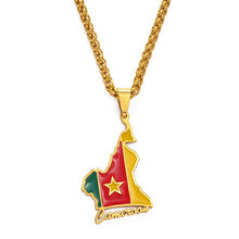 Load image into Gallery viewer, Cameroon Map Flag Pendant Necklace