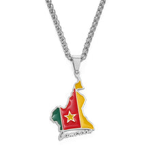 Load image into Gallery viewer, Cameroon Map Flag Pendant Necklace