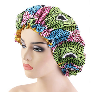 Large African Print Sleep Bonnet Caps