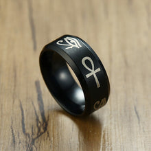 Load image into Gallery viewer, Black Ankh and Wadjet Ring