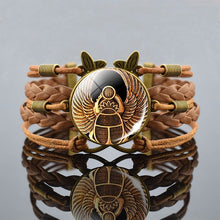 Load image into Gallery viewer, Ancient Khemet Deities Pendants in Classic Multilayered Leather Bracelet
