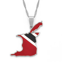 Load image into Gallery viewer, Trinidad and Tobago Map Flag Pendant Necklace