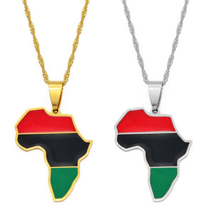 African Continent Map in Red Black and Green