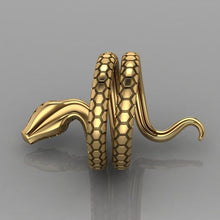 Load image into Gallery viewer, Coiled Snake Ring with Cubic Zirconia Crystals inlaid