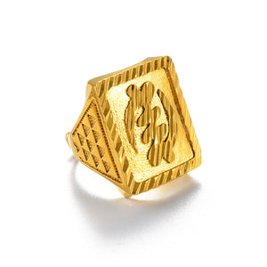 Detailed Rectangular Gye Nyame Adinkra Symbol resizable Ring