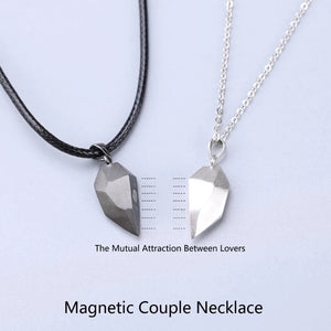 2 Piece Single Bold Heart Shaped Magnetic Couples Necklaces