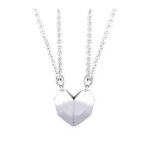 2 Piece Single Bold Heart Shaped Magnetic Couples Necklaces