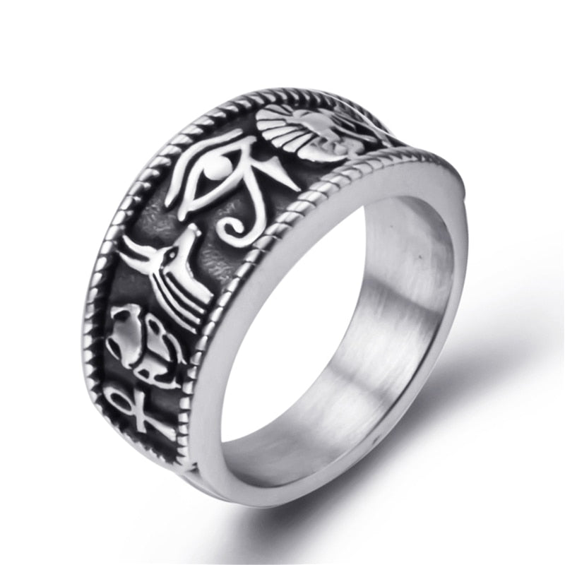 Stainless Steel Egyptian Deities Ring