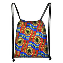 Load image into Gallery viewer, African Textile Print Drawstring Backpack Bags