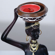 Load image into Gallery viewer, Sculpted African Women Figurine Decorative Candle Holder
