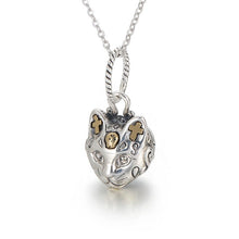 Load image into Gallery viewer, Mini Silver Gothic Cat Pendant Necklace