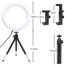 Load image into Gallery viewer, 6-Inch Selfie Led Ring Light Kit, Desktop, Handheld and Laptops with Tripod