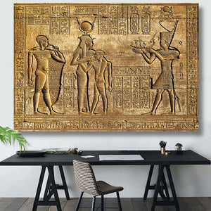 Hatshepsut Temple Wall Relief Carving Poster