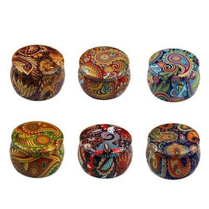 Intricately Decorated Metal Storage Tin Jars for Storing Dry Goods, Spices and Candy