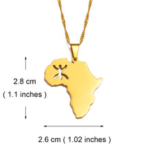 Load image into Gallery viewer, African Continent Map with Berber Symbol Necklace