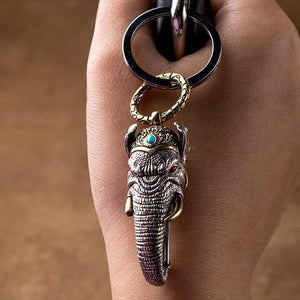 Detailed Elephant 'God of Wealth'  Keychain Pendant