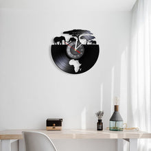 Load image into Gallery viewer, African Safari Animals Vinyl Wall Clock with Remote LED Lights