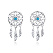 Load image into Gallery viewer, Silver Dreamcatcher Earrings
