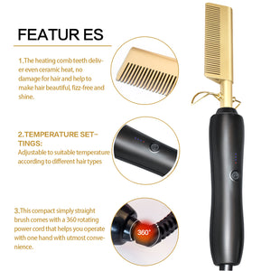 Flat Iron Electric Hot Comb hair Straightener