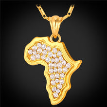 Load image into Gallery viewer, Gold and Silver African Map Necklace with Rhinestone Crystals