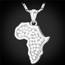 Load image into Gallery viewer, Gold and Silver African Map Necklace with Rhinestone Crystals