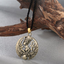 Load image into Gallery viewer, Hybrid Winged Sun Disk Nefertiti and Ankh Pendant Necklace