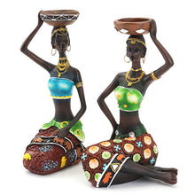 Load image into Gallery viewer, 2 Piece Handcrafted African Women Decorated Candlesticks