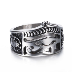 Wadjet and Scarab Stainless Steel Ring