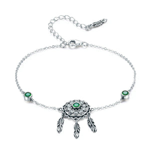 Ornate Silver Dreamcatcher link Chain Bracelet