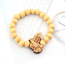 Load image into Gallery viewer, Textured Wooden African Continent Map Beaded Bracelet Pendant