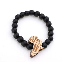Load image into Gallery viewer, Textured Wooden African Continent Map Beaded Bracelet Pendant
