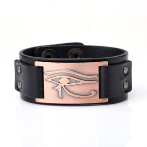 Thick Adjustable Leather Eye of Horus Bracelets