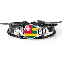 Load image into Gallery viewer, West African Nations Flag Pendant Leather Bracelets Set